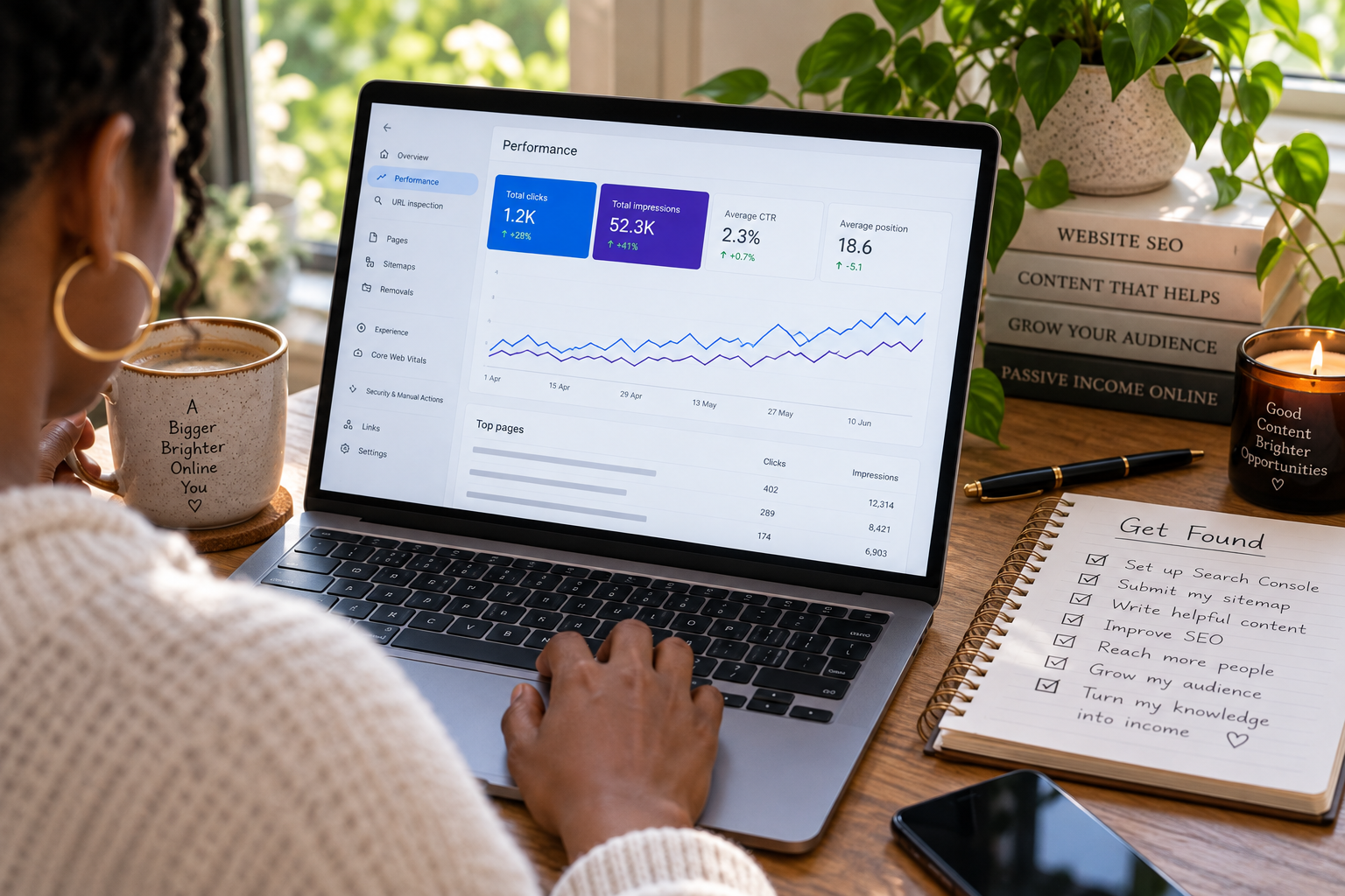 Website owner reviewing search performance and growth